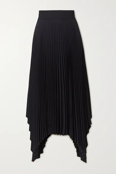 - Ade Asymmetric Plissé-crepe Midi Skirt - Black