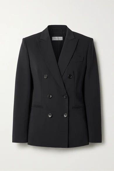 - Nativa Double-breasted Wool-blend Blazer - Navy