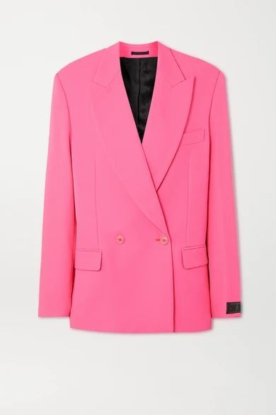 - Oversized Double-breasted Crepe Blazer - Pink