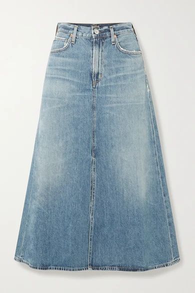 Tessa Organic Denim Midi Skirt - Blue