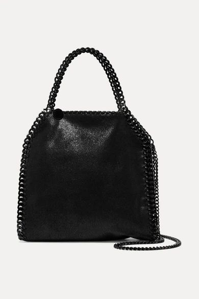 The Falabella Mini Vegetarian Brushed-leather Shoulder Bag - Black