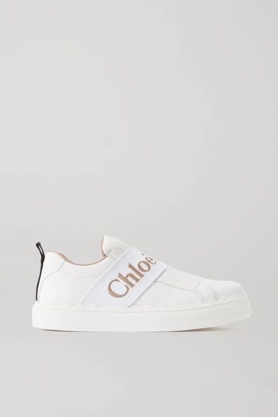 Lauren Logo-embroidered Leather Sneakers - White