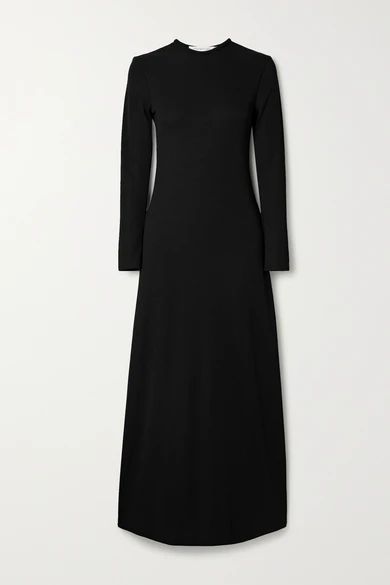 Open-back Ribbed-knit Maxi Dress - Black