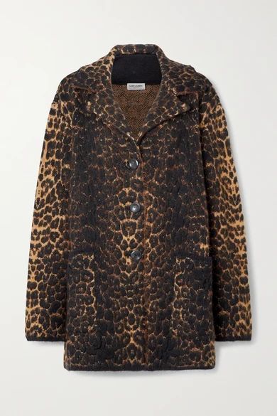 Leopard-jacquard Wool-blend Coat - Leopard print