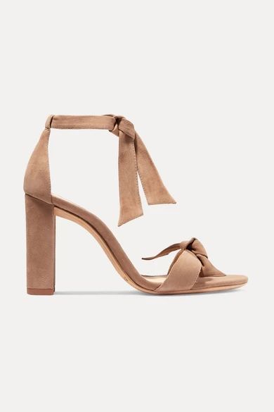Clarita Bow-embellished Suede Sandals - Beige
