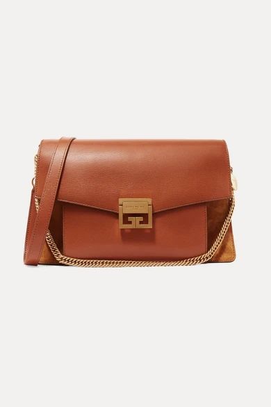 Gv3 Medium Textured-leather And Suede Shoulder Bag - Tan