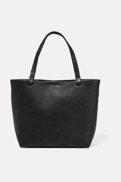 Park Small Textured-leather Tote - Black
