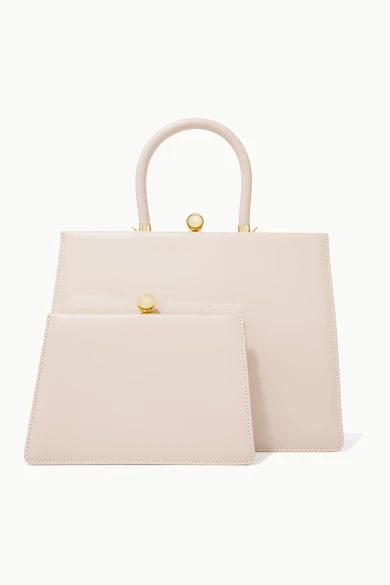 Twin Frame Leather Tote - Cream