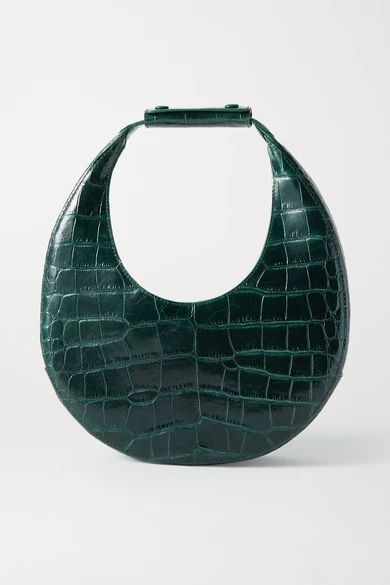 Moon Croc-effect Leather Tote - Emerald