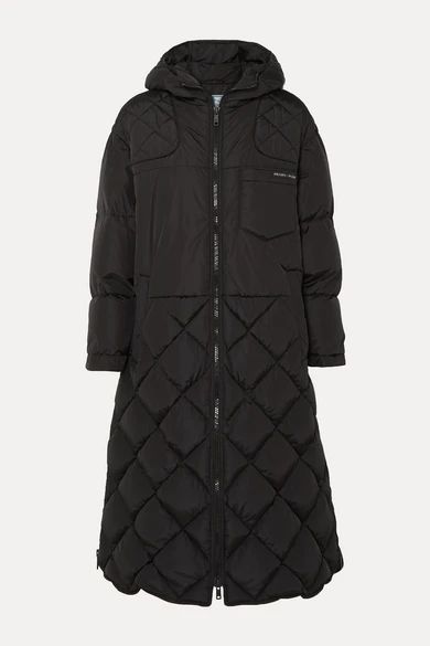 - Hooded Quilted Shell Down Coat - Black