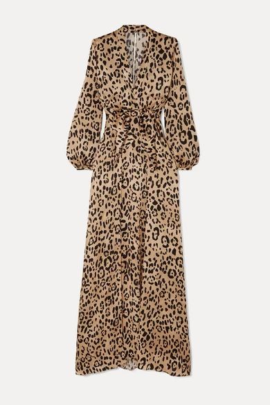 Piera Bow-detailed Leopard-print Hammered Silk-satin Gown - Leopard print