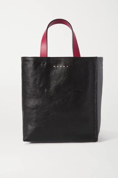 Museo Mini Color-block Crinkled-leather Tote - Black