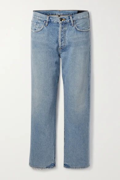 The Relaxed Straight Distressed High-rise Jeans - Light blue