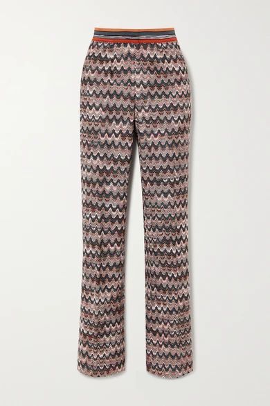 Crochet-knit Straight-leg Pants - Gray green
