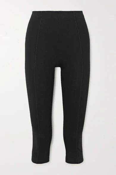 Cropped Stretch Organic Cotton-jersey Pants - Black