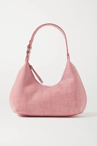 Amber Baby Lizard-effect Leather Tote - Baby pink