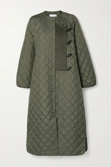 Felt-trimmed Quilted Ripstop Coat - Army green