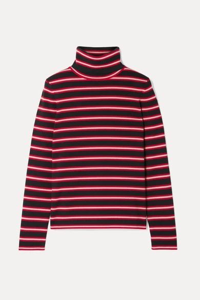 + 3 Moncler Grenoble Striped Stretch Wool-blend Turtleneck Top - Red