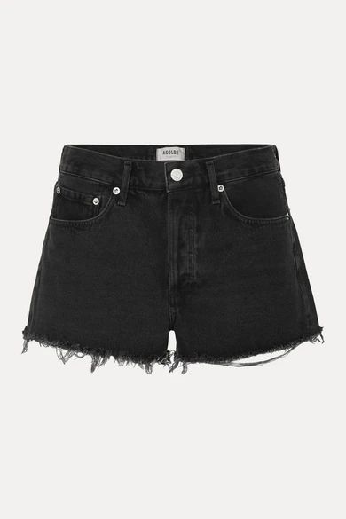 Parker Frayed Denim Shorts - Black