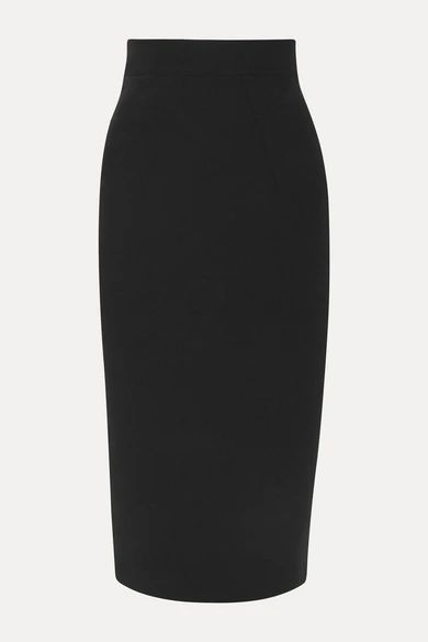 Hokoku Stretch-crepe Midi Skirt - Black