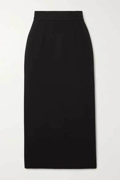 Wool-blend Crepe Midi Skirt - Black