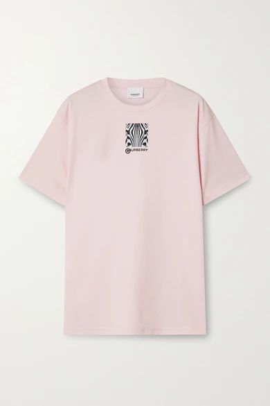 Printed Cotton-jersey T-shirt - Pastel pink
