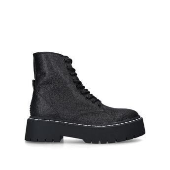 Skylar - Black Glitter Hiker Boots