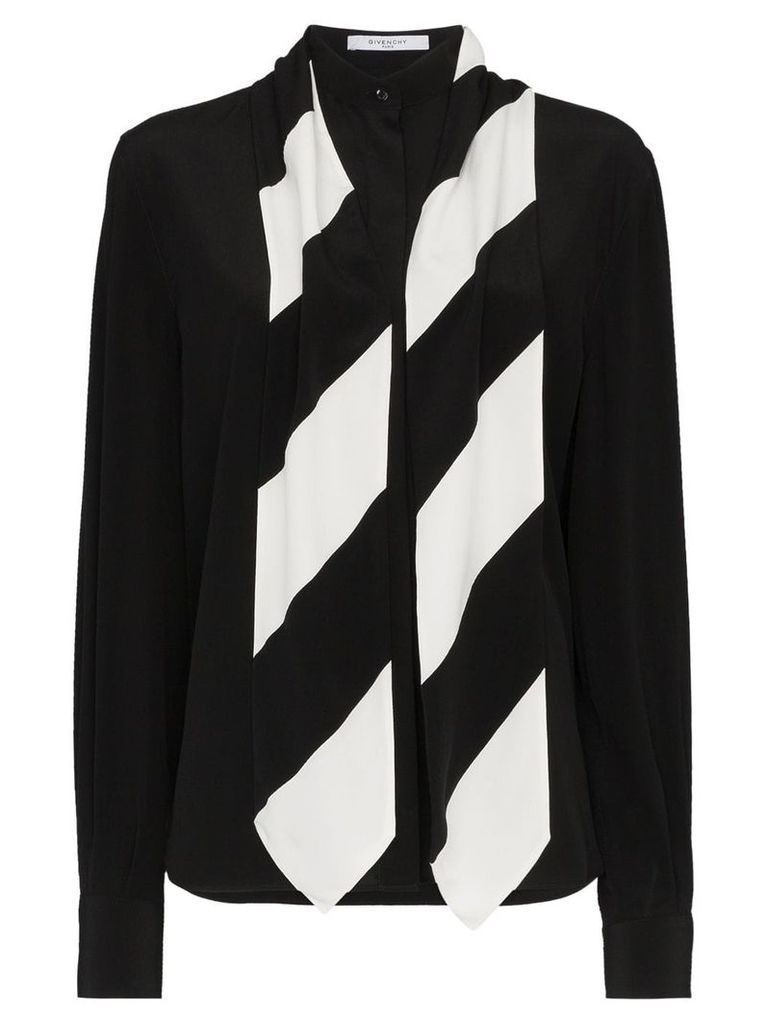Givenchy silk stripe tie neck shirt - Black
