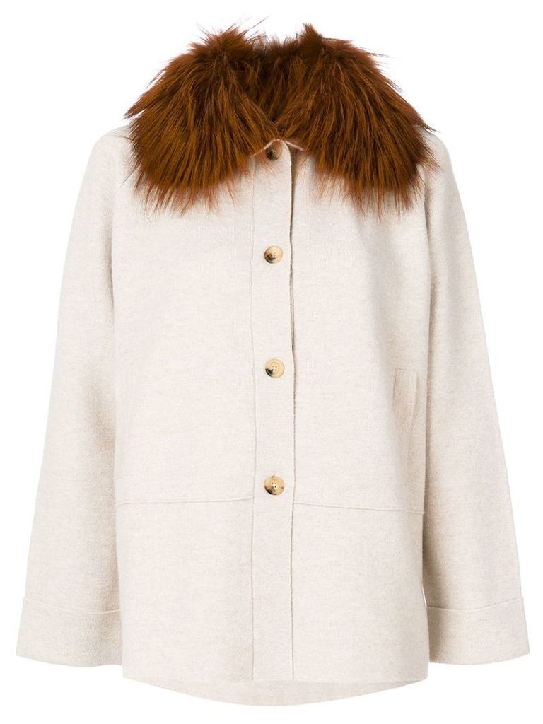 Cividini fur cape coat - Neutrals