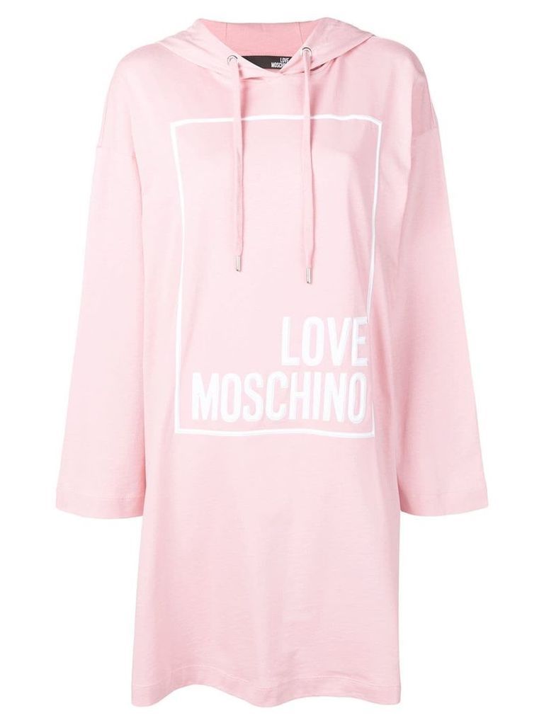 Love Moschino embossed logo hooded dress - Pink