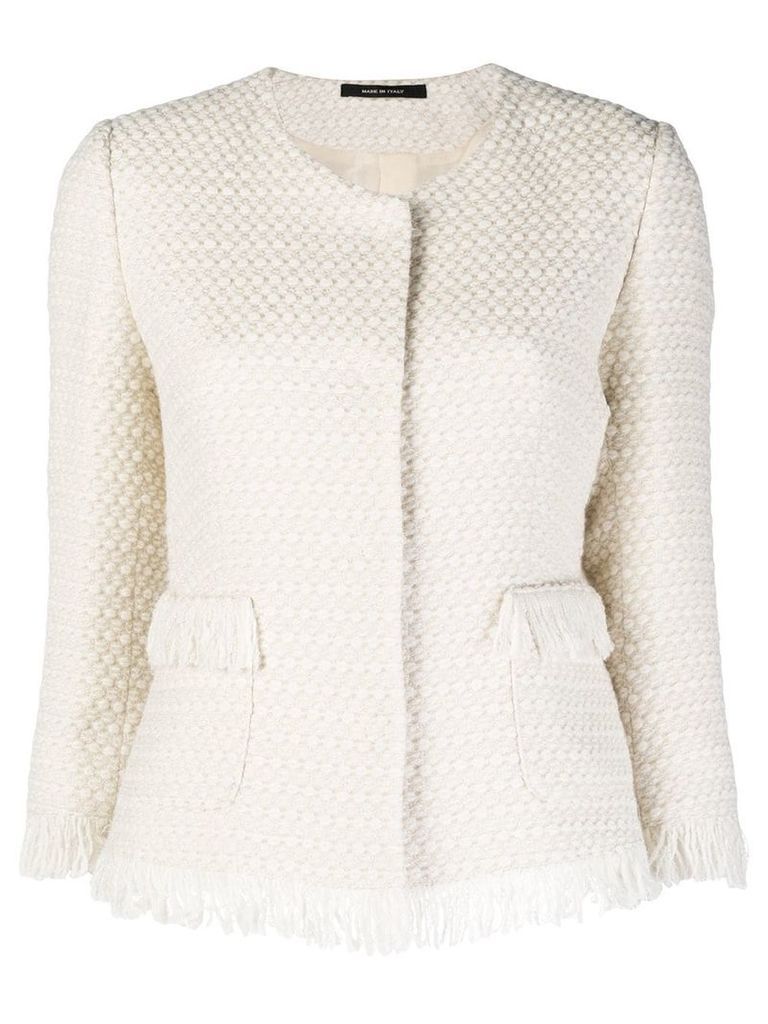 Tagliatore tweed fringed jacket - White