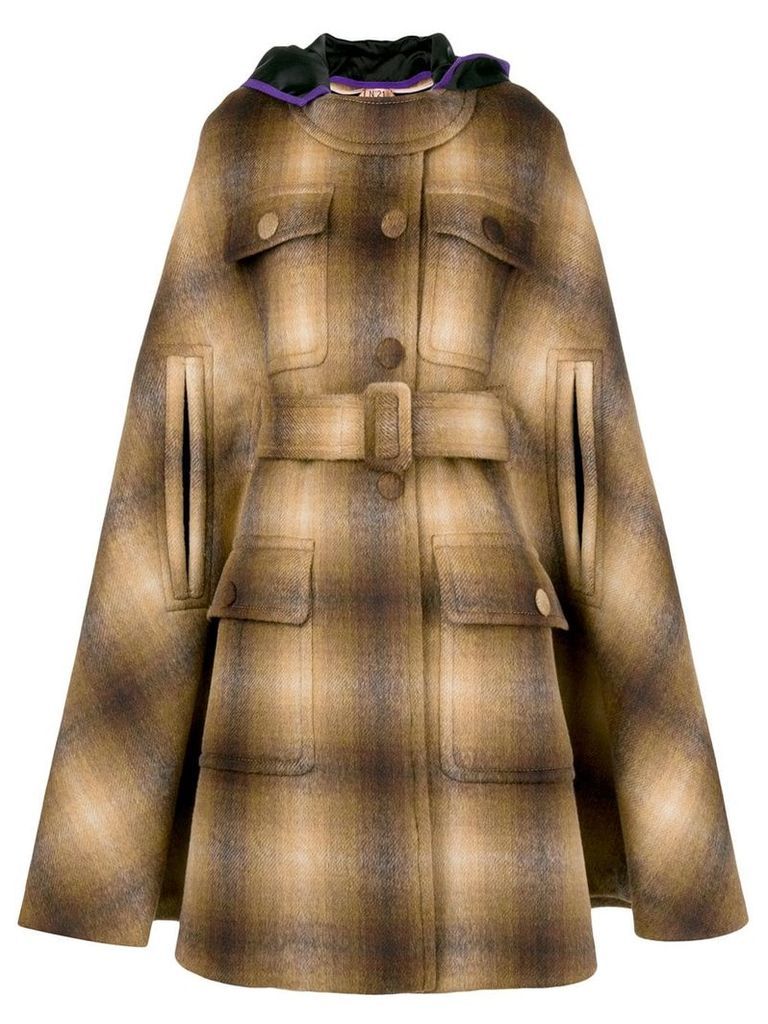 NÂº21 hooded cape coat - Brown