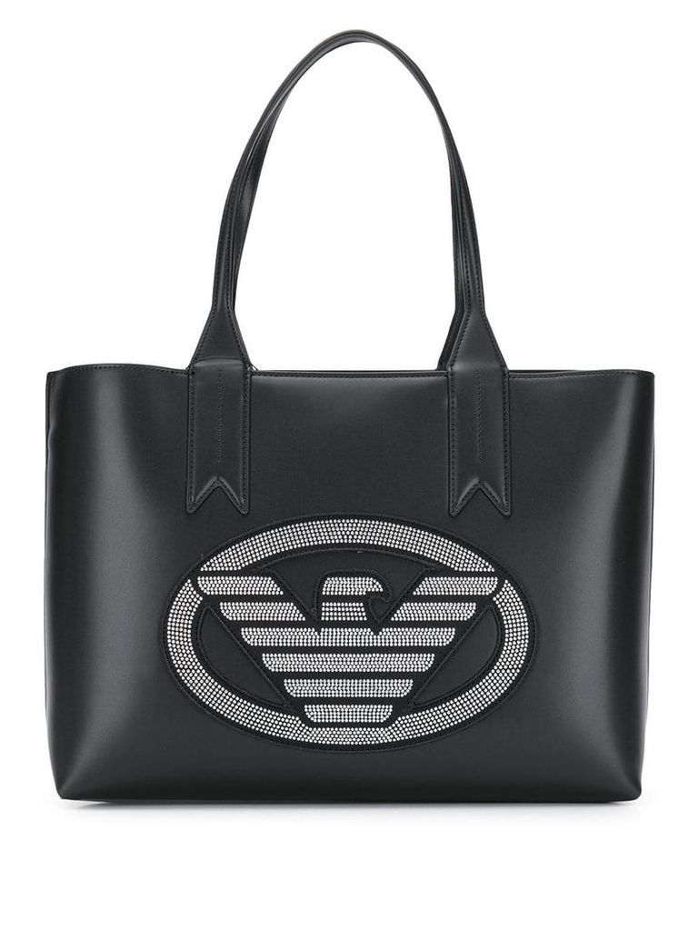 Emporio Armani studded logo shopper tote - Black