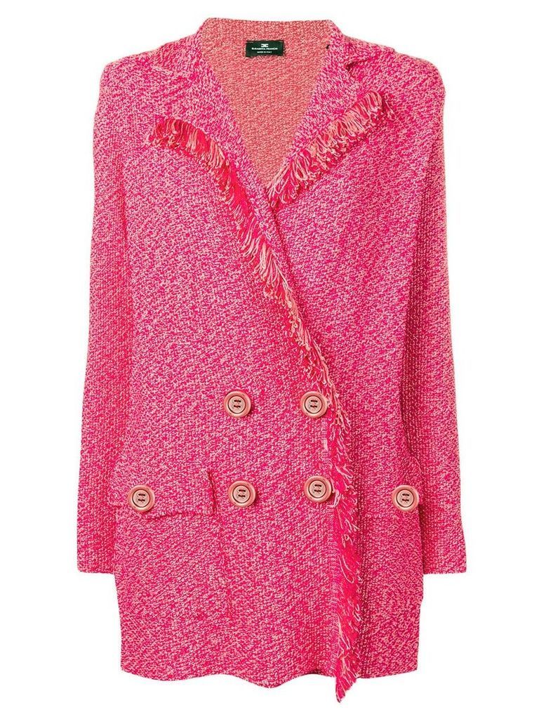 Elisabetta Franchi double breasted frayed blazer - Pink