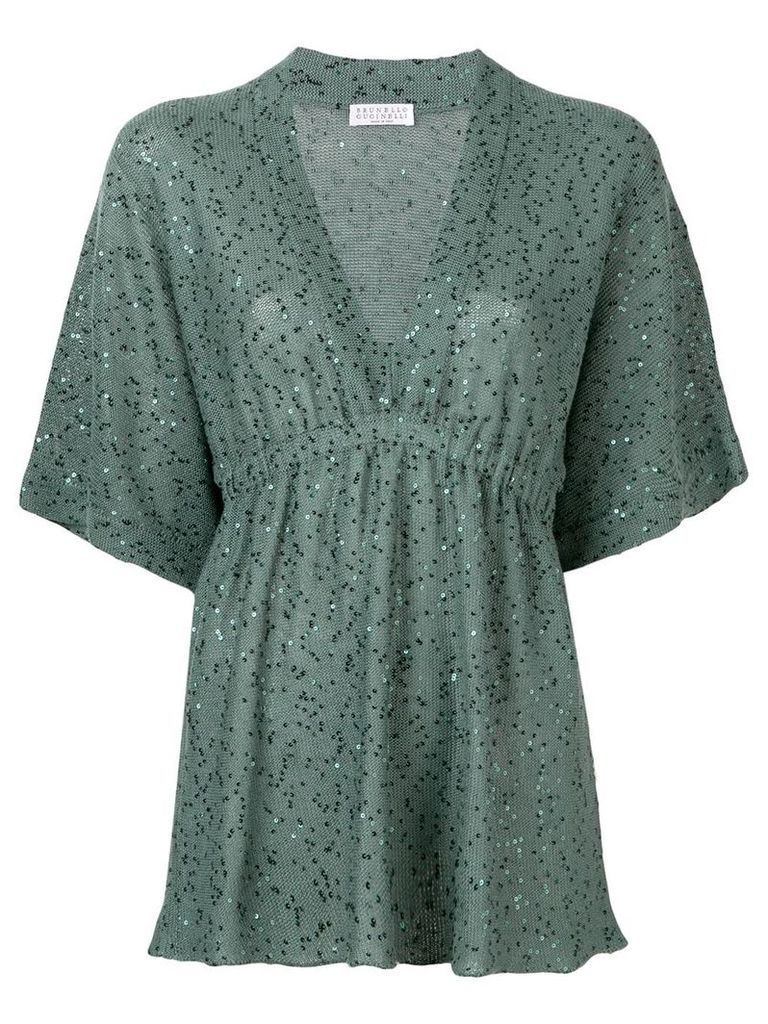 Brunello Cucinelli knitted sequin-embellished top - Green
