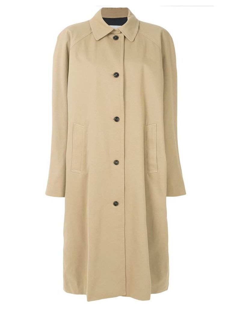 pushBUTTON oversized trench coat - Neutrals
