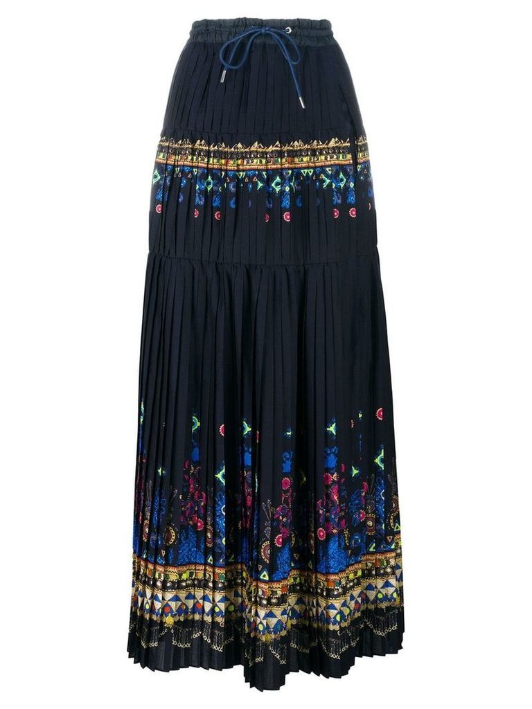 Sacai Tribal Lace printed maxi skirt - Blue