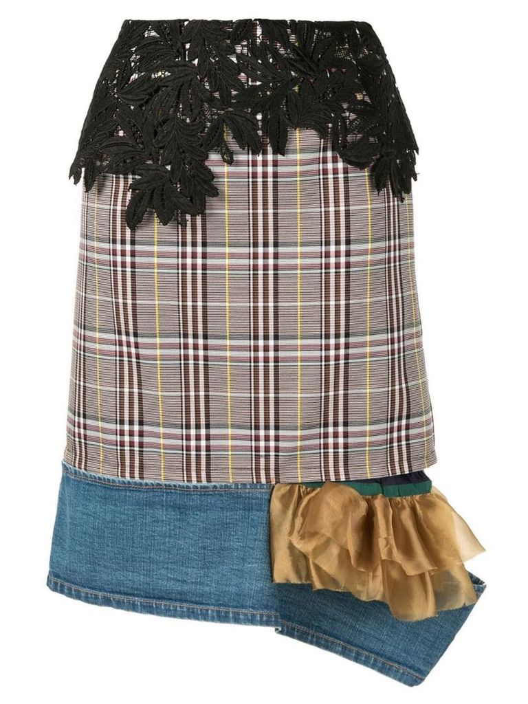 Kolor plaid straight fit skirt - Multicolour