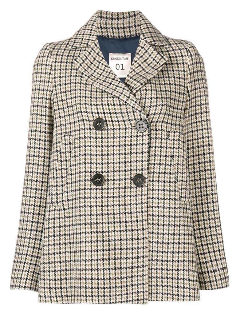Semicouture checked double breasted jacket - Neutrals