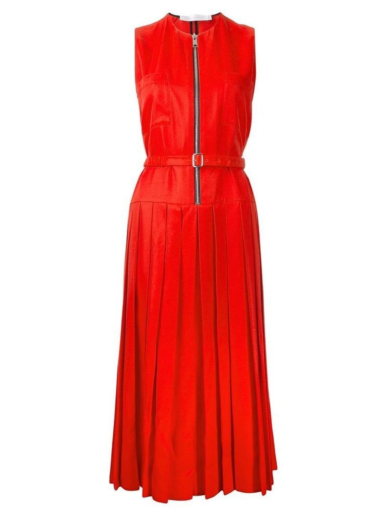 Victoria Beckham zip front pleated dress - Red