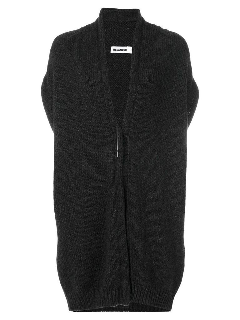 Jil Sander knit oversized sleeveless cardi coat - Grey