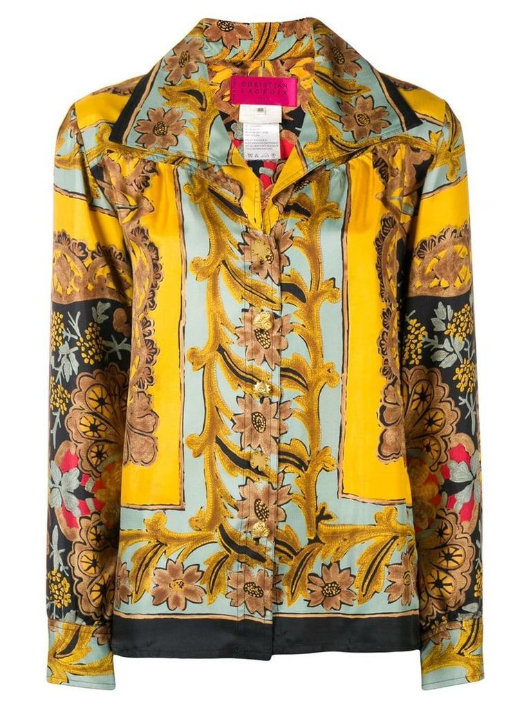 Christian Lacroix Vintage wide collar floral shirt - Yellow