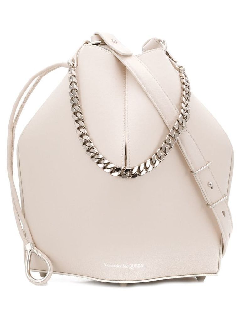 Alexander McQueen chain style bucket bag - White