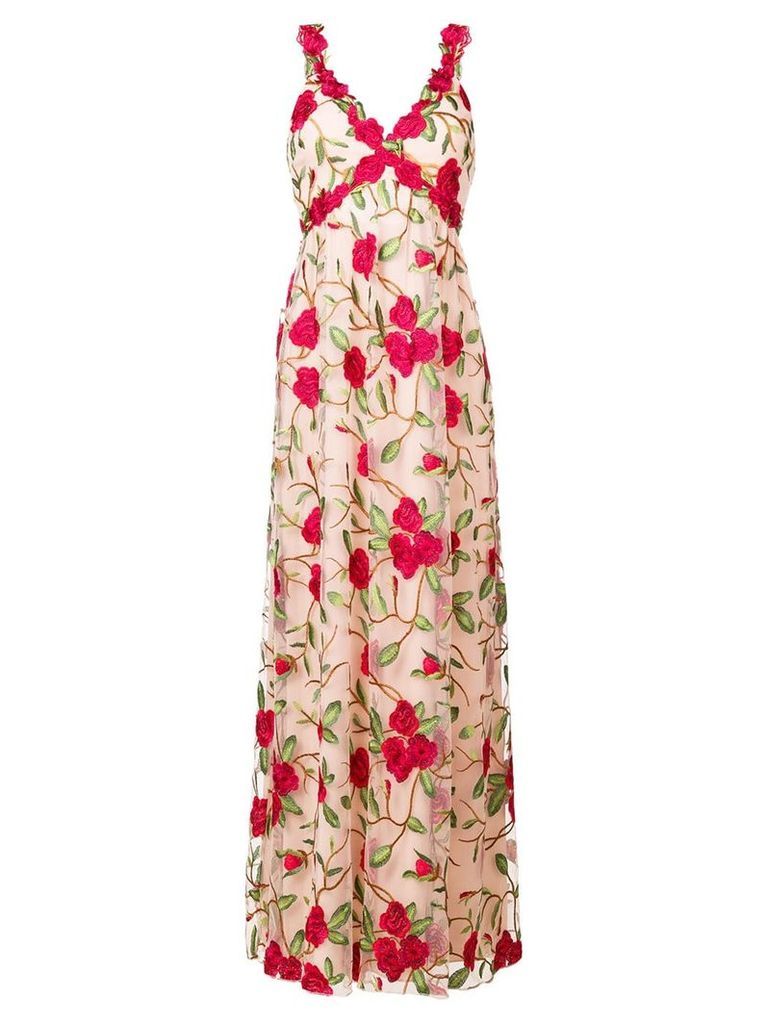 Alice+Olivia floral embroidered gown - Neutrals