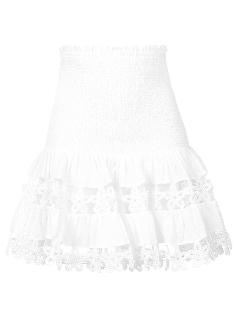 Zimmermann high waisted floral crochet skirt - White