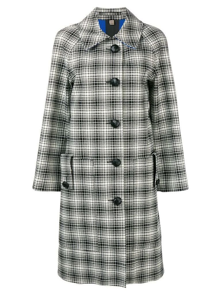 Burberry Check Wool Tailored Coat - White