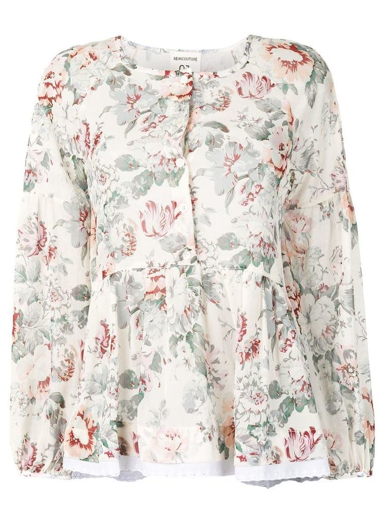 Semicouture Note floral shirt - White