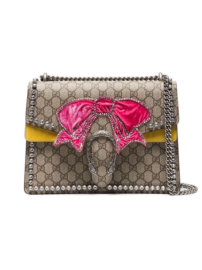 Gucci Brown Dionysus medium shoulder bag with bow - Yellow