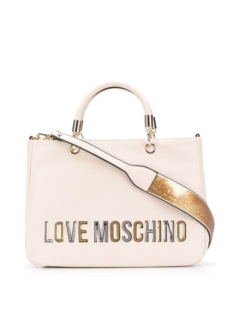 Love Moschino laminated logo tote - Neutrals