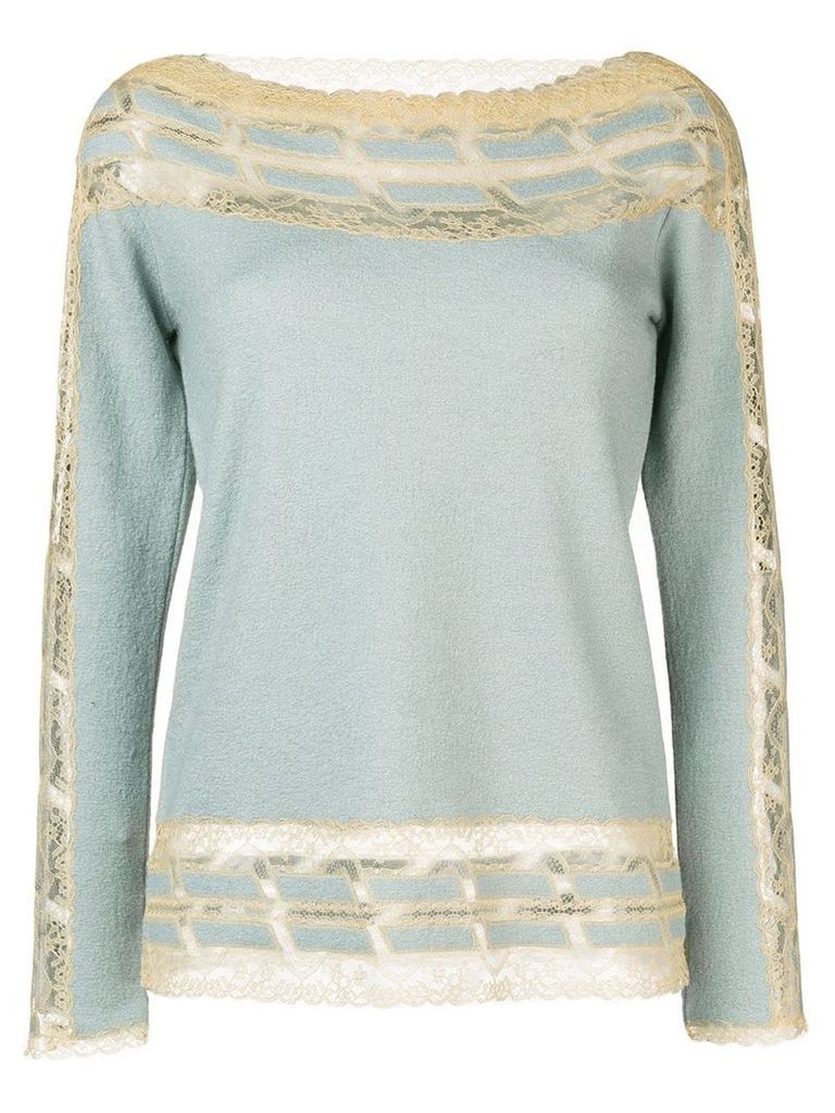 Ermanno Scervino lace panel sweater - Blue
